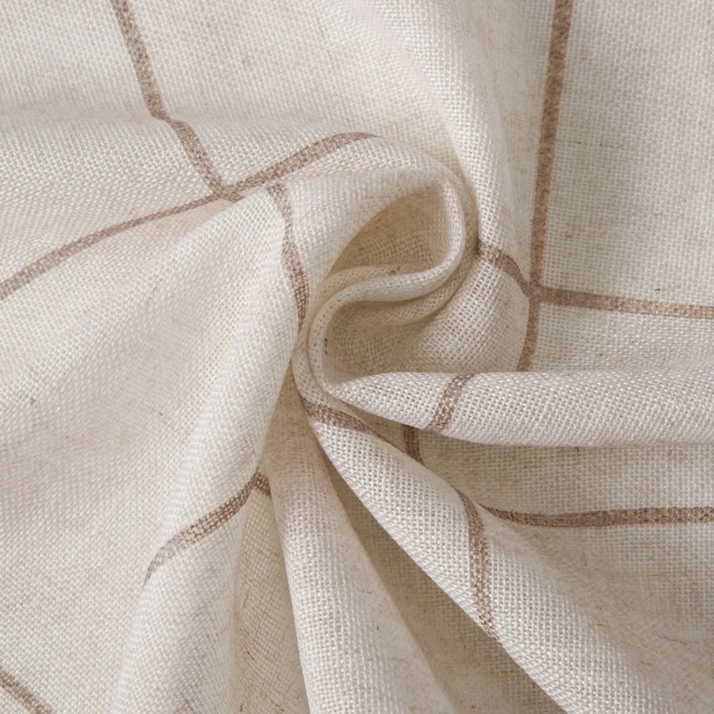 Elrene Home Fashions Brighton Windowpane Plaid Blackout Curtain Panel Beige NEW